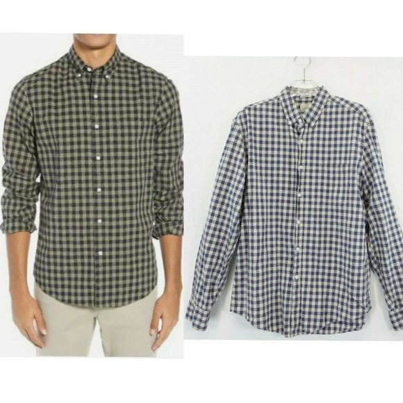 J Crew Shirt Mens Large Cotton Casual Button Up Check Blue Dress Classic - Picture 1 of 9